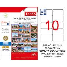 Tanex Laser Etiket TW 2010 99.06 x 57 mm